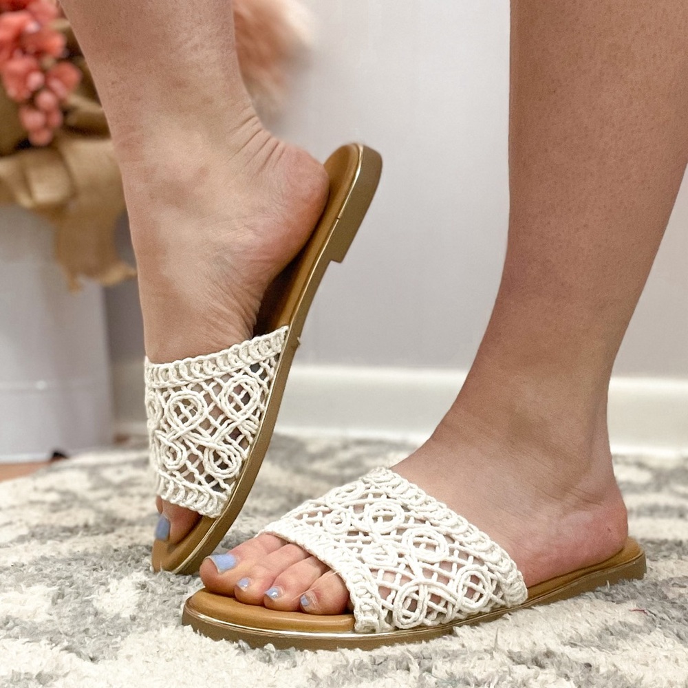 Elegant Cream Slide Sandals - Corkys